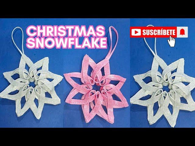 How To Make Christmas Snowflake ️ With Glitter Foam Sheet|| Diy 3D Snowflake|| Christmas Crafts||