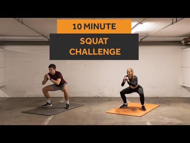 CHALLENGE YOURSELF | 10 MIN intense SQUAT WORKOUT (no equipment / no repeat) | #008