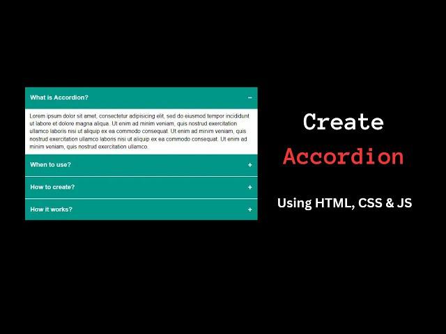 How to create Responsive Accordion in HTML CSS & JavaScript | Ms. Web Developer‍