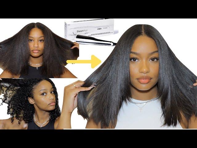 CURLY TO STRAIGHT HAIR USING THE L'OREAL STEAMPOD | THE PERFECT IRON FOR SILK PRESS ON NATURAL HAIR?