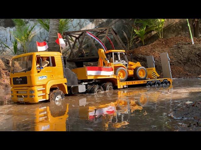 TERJANG BANJIR !!! SIMULASI RC TRUK TRAILER NEKAT MENEROBOS SUNGAI BANJIR