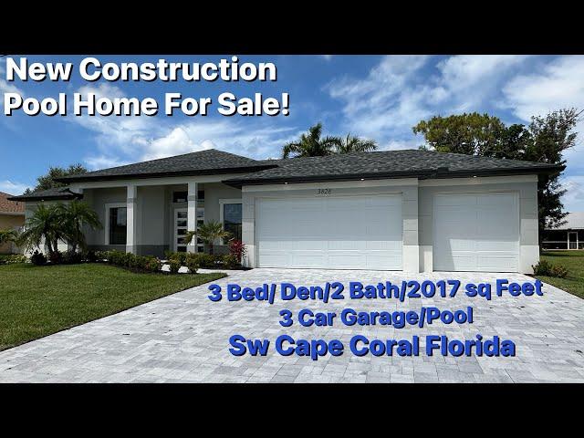 New Construction Pool Home For Sale In Sw Cape Coral Florida!! Take The Tour! Available Now!