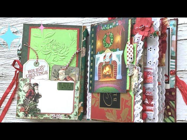 Christmas Journal Flip Through, Ribbon Bound Journal, Swap Journal