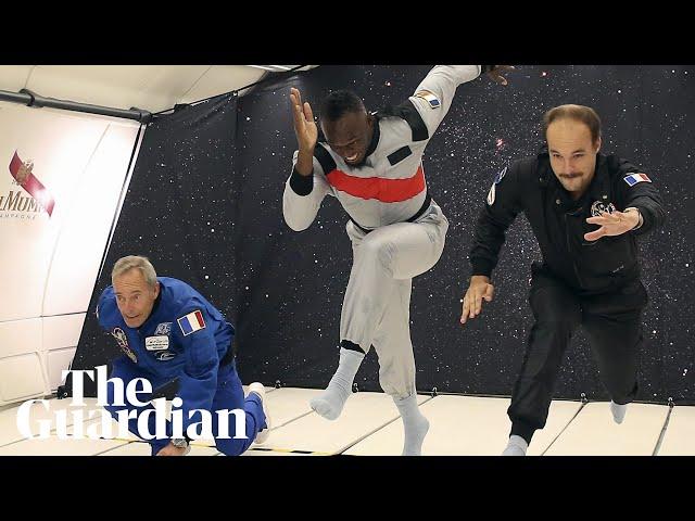 Usain Bolt floats to victory in zero-gravity race