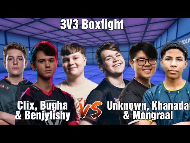 Mongraal, Unknown & Khanada VS Clix, Benjyfishy & Bugha | 3V3 Boxfight