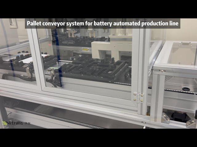 Industrial Belt Conveyor Systems For Pallet Handling And Battery Production.