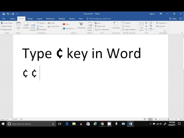 How to Type the Cent Symbol in Microsoft Word - Cent Key