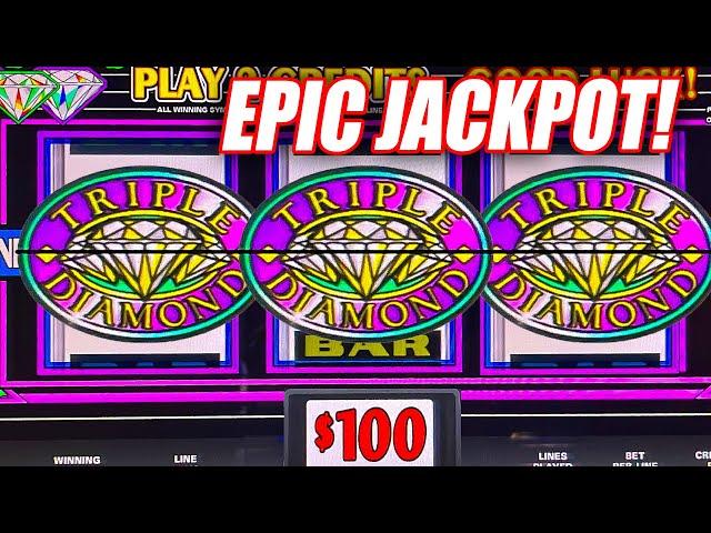 TRIPLE DOUBLE DIAMOND EPIC JACKPOT   HIGH LIMIT $400 BETS  TRIPLE TRIPLE TRIPLE SEVEN SEVEN!