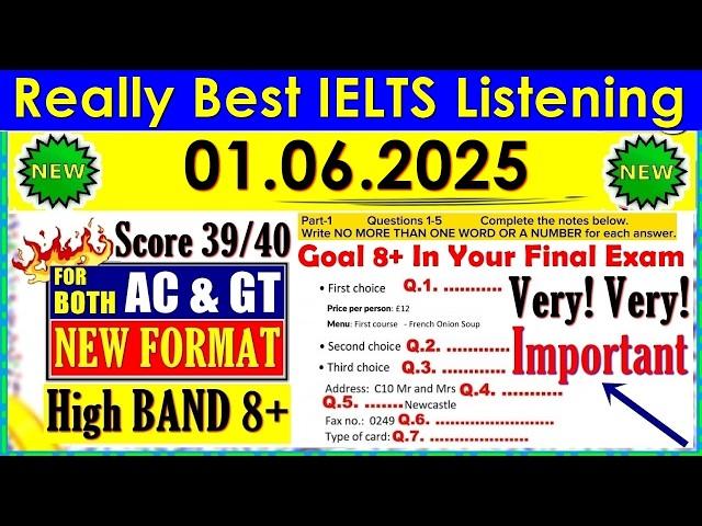 IELTS LISTENING PRACTICE TEST 2025 WITH ANSWERS | 01.06.2025