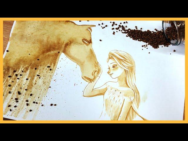 커피로 그린 엘사 /Frozen Elsa , Painting with Coffee