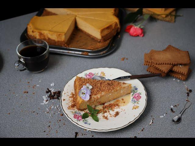 Biscoff Pumpkin Cheesecake with Coconut Caramel Topping