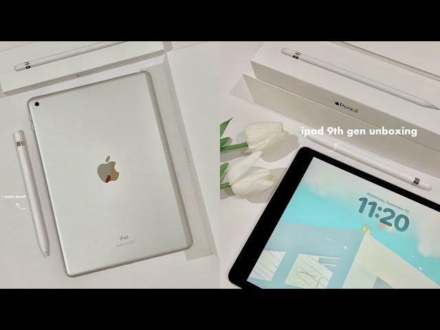 ipad 9th gen aesthetic unboxing  (silver) + apple pencil ️ in 2024 | camera test