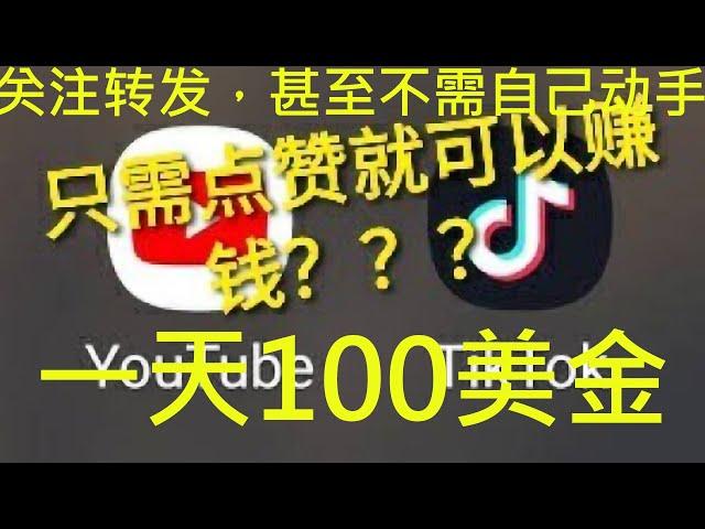 赚钱项目点赞关注一天100美金，甚至不需要自己去点