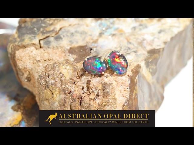 Gold Earrings, Green Earrings, Opal Stud Earrings - Australian Opal Direct | Worldwide Shipping