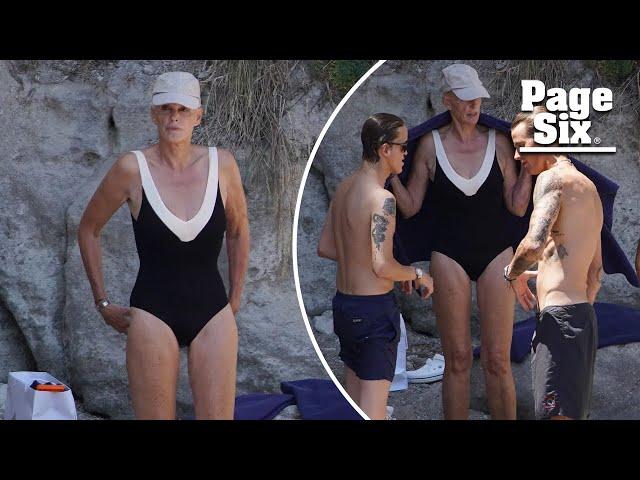 Brigitte Nielsen, 61, flaunts her fit figure in plunging one-piece swimsuit