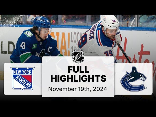 NHL Highlights | Rangers vs. Canucks - November 19, 2024