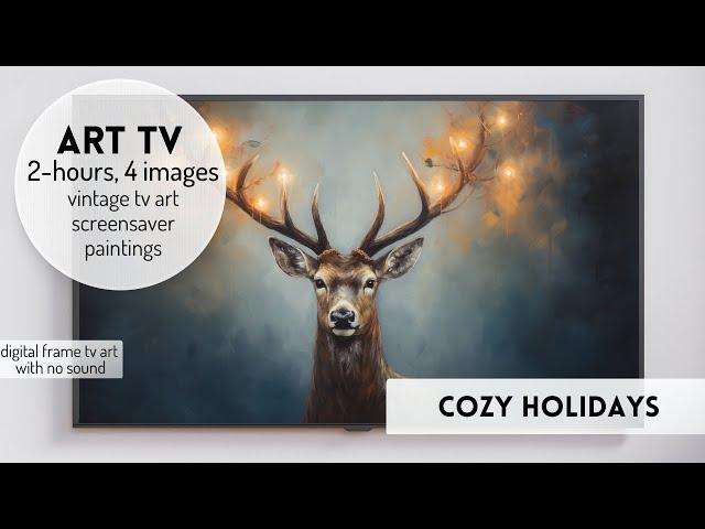 Vintage Christmas TV Art Vintage Art TV Reindeer Frame Tv Art Screen Holiday Slideshow Screensaver