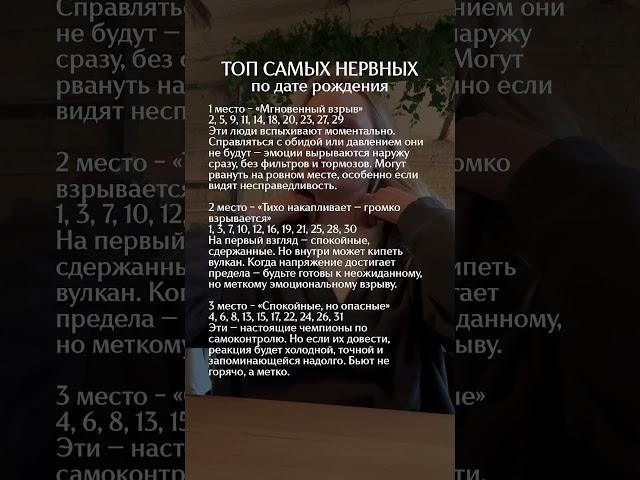 Топ самых нервных по дате рождения #матрицасудьбы #психология #нумерология