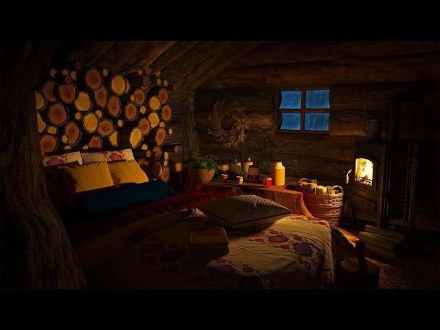 I Sleep in a Cozy Winter Hut - Relaxing Fireplace, Blizzard, Snowfall and Wind