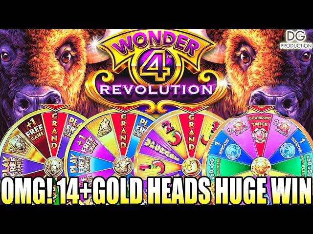 1st on Youtube HUGE WIN, NEW Wonder 4 Revolution 14+ Buffalo Gold Heads Slot The Best version Ever!?