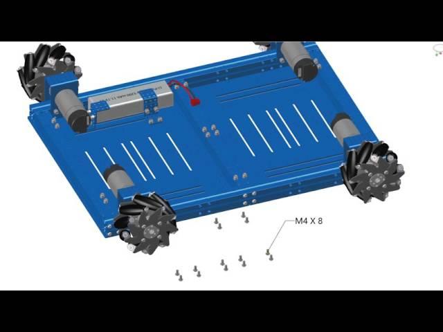 Assembly animation of the Mecanum-wheel chassis