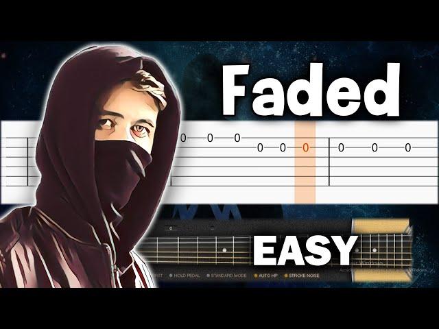 Alan Walker - Faded - EASY Guitar tutorial (TAB)