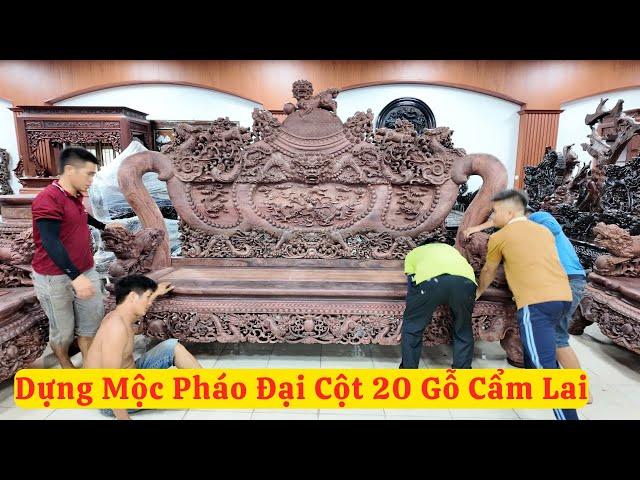 Dựng Mộc Nghê Bảo Đỉnh Cột 20 Gỗ Cẩm Lai Khủng VIP Nhất Việt Nam ( đồ gỗ đồng kỵ mạnh kha )