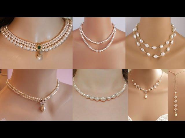 Simple & light weight Pearl necklace designs/royal pearl necklace set designs / latest pearl jewelry