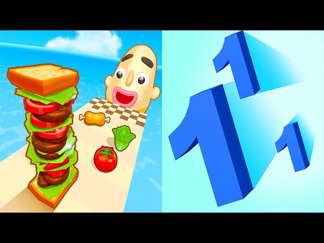 Sandwich Runner VS Number Merge Run - All Levels SpeedRun Gameplay Android iOS Ep1