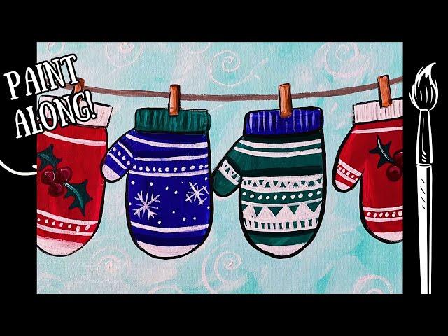 EP231- 'Christmas Mittens' how to paint easy Nordic-style winter mittens acrylic tutorial