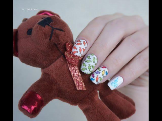 'Sweet as candy' cute nail stamping design with BornPrettyStore plate BP L023
