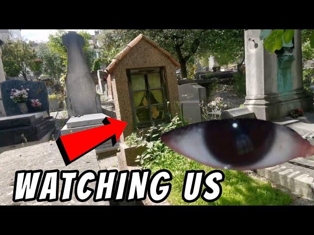 Guardians of the Grave: Creepy Cemetery with Watchful Spirits