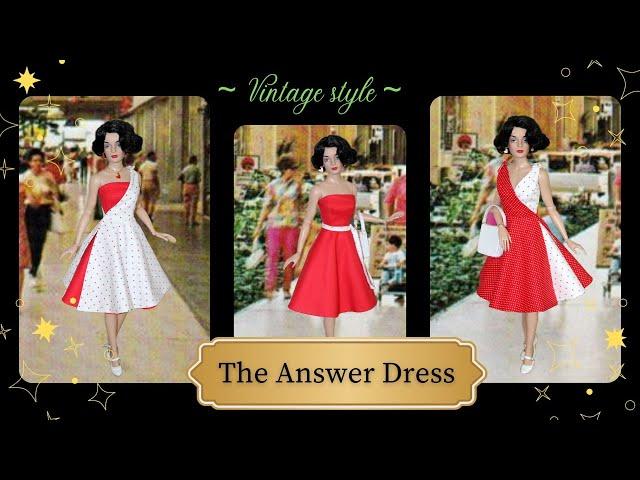 How To Sew A Vintage Doll Dress / 1950's Wrap Dress Design / VDC Club Grace Answer Dress Pattern