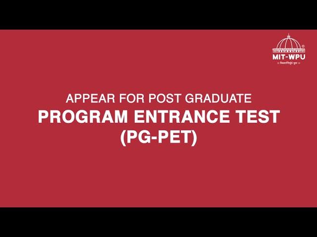 Apply at MIT-WPU with PG-PET exam