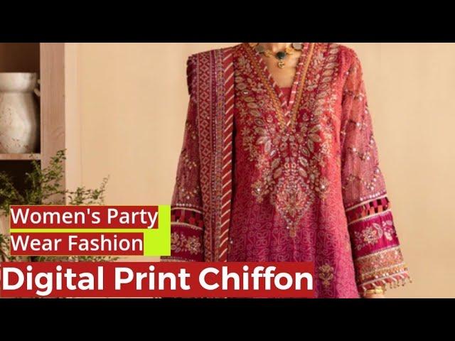 Latest Chiffon Party Wear Dress / Digital Chundri Print / Classy Pakistani Style #fashion #saqafat