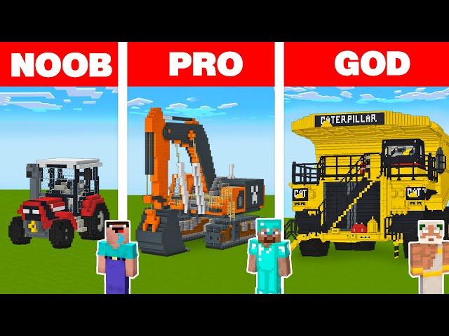 Minecraft NOOB vs PRO vs GOD: CONSTRUCTION TRUCK HOUSE BUILD CHALLENGE in Minecraft Animation