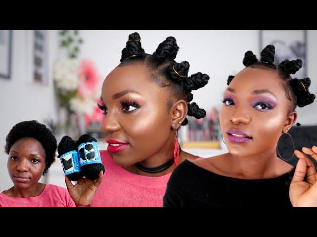 MINI BANTU KNOTS ON NATURAL HAIR USING YARN WOOL | quarantine glow up