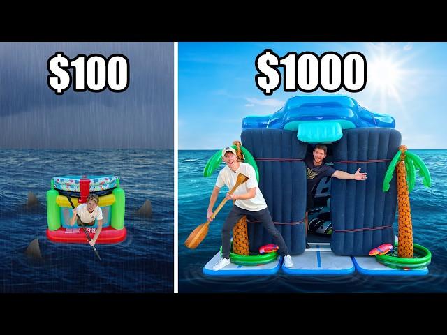 Surviving on Homemade Inflatable House Boats! $100 vs $1000