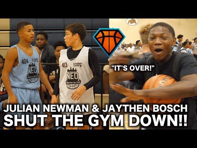 Julian Newman Gets CHALLENGED By Jaythan Bosch at NEOYE!! | Players STORMS the Court