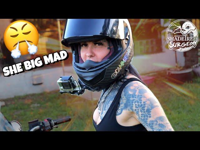 This Biker Chick is NOT HAPPY with Shadetree Surgeon 