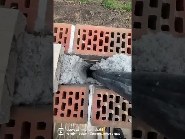 Эковата, утепление колодцевую кладку в кирпичной беседки плотность 70+ #эковата #эковатамичуринск