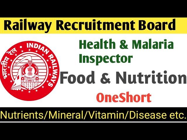 RRB Health Malaria Inspector 2024 Preparation | Food and Nutrition Oneshort | Sanitary Inspector