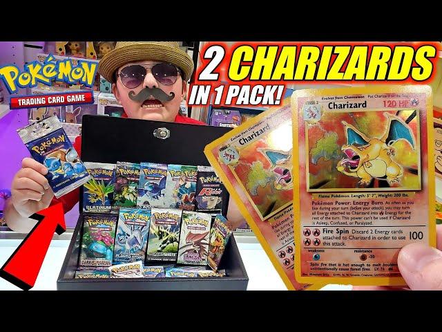 WE PULLED 2 CHARIZARDS IN 1 SINGLE BASE SET VINTAGE POKEMON CARDS BOOSTER PACK! Best Pack Ever!