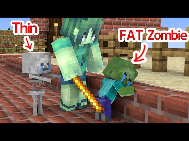 Fat Baby Zombie and Thin Baby Skeleton - Sad Story - Minecraft Animation