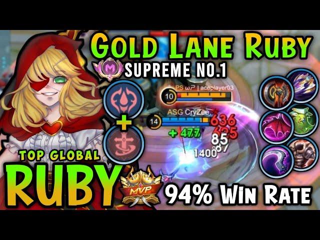 Supreme 1 Ruby!! 94% Win Rate - Top Global Ruby Best Build 2024 - Mobile Legends