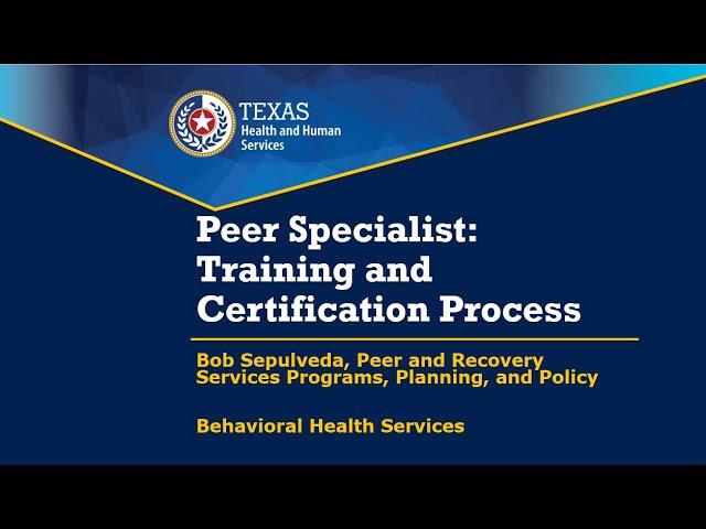 RSS ECHO | January 26 2022 |Peer Specialist: Training and Certification Process