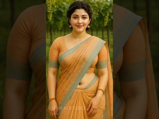 Elegant Indian Woman in Saree Walking Through Vineyard | AI Art Shorts
