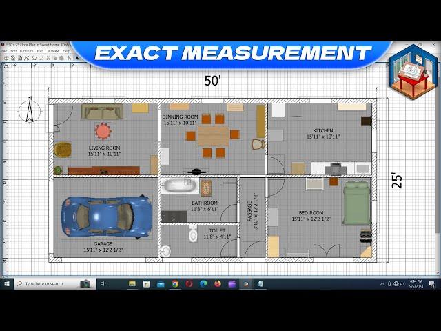 How to create a 50 x 25 House Plan in Sweet Home 3D with Exact Measurements