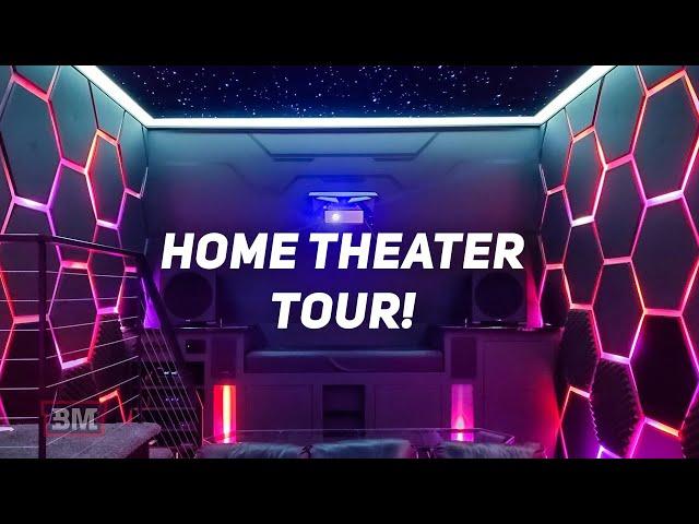 AMAZING 7.2.4 HOME THEATER TOUR! // 4K Dolby Atmos STAR CEILING Polk // LG // DIY LIGHTING SYSTEM!