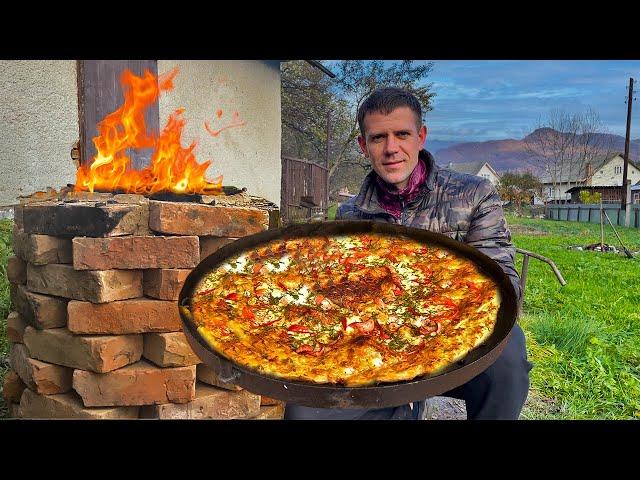 Pizza on a campfire! Tasty, quickly and inexpensive! Life as a refugee in a Ukrainian village!